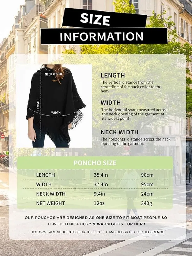 Cape à capuche pour femme avec ourlet à franges, motifs chauds de tricot poncho au crochet pour femme, style gothique à la mode