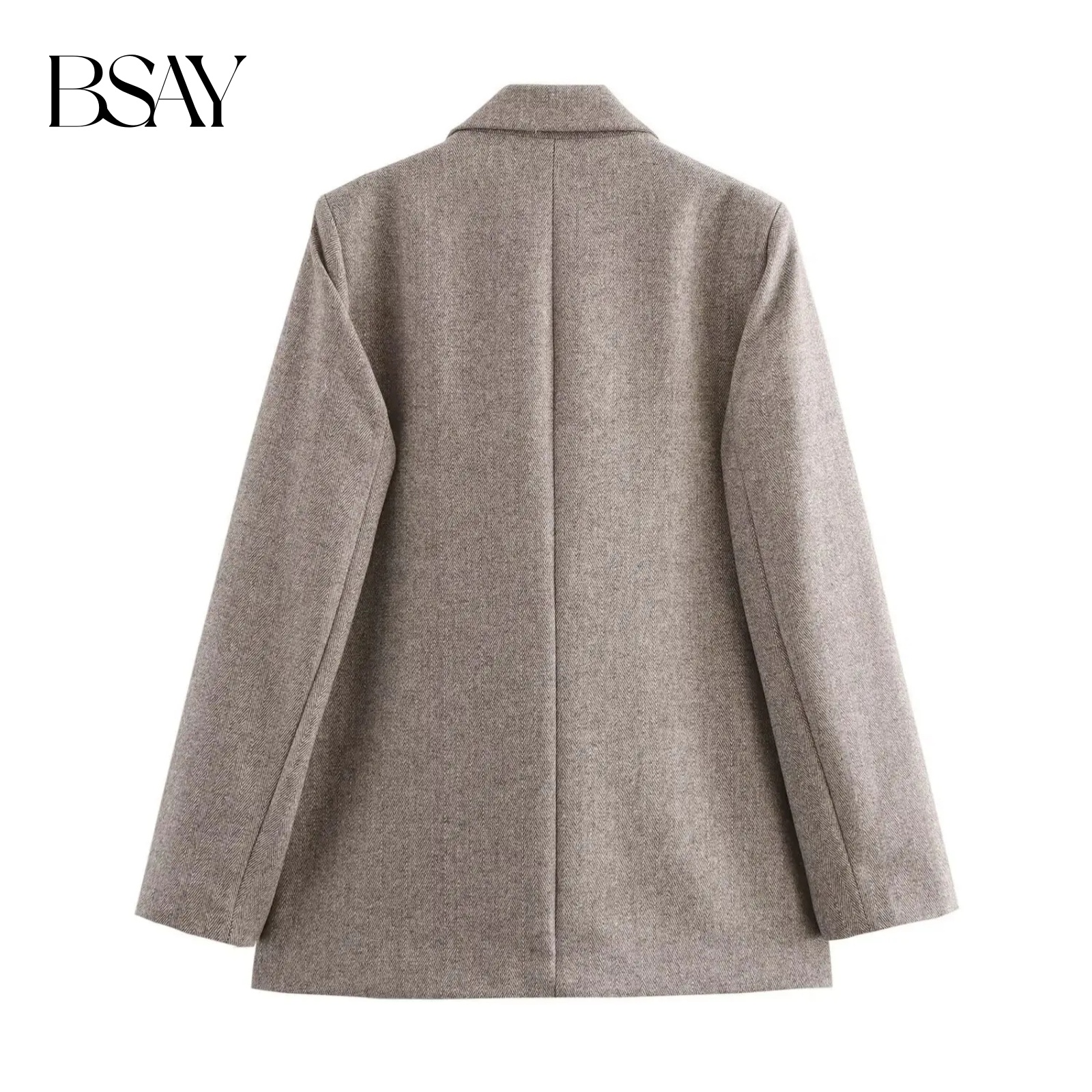 BSAY laine mélange costumes veste pour femmes mode automne à manches longues simple boucle décontracté femme rabat poche Blazers costume manteau