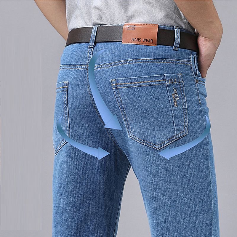 Jean en Denim pour hommes, mince, droit, Business, doux, mode, nouveau pantalon de haute qualité, livraison directe, pantalon de travail OL, nouvel arrivage