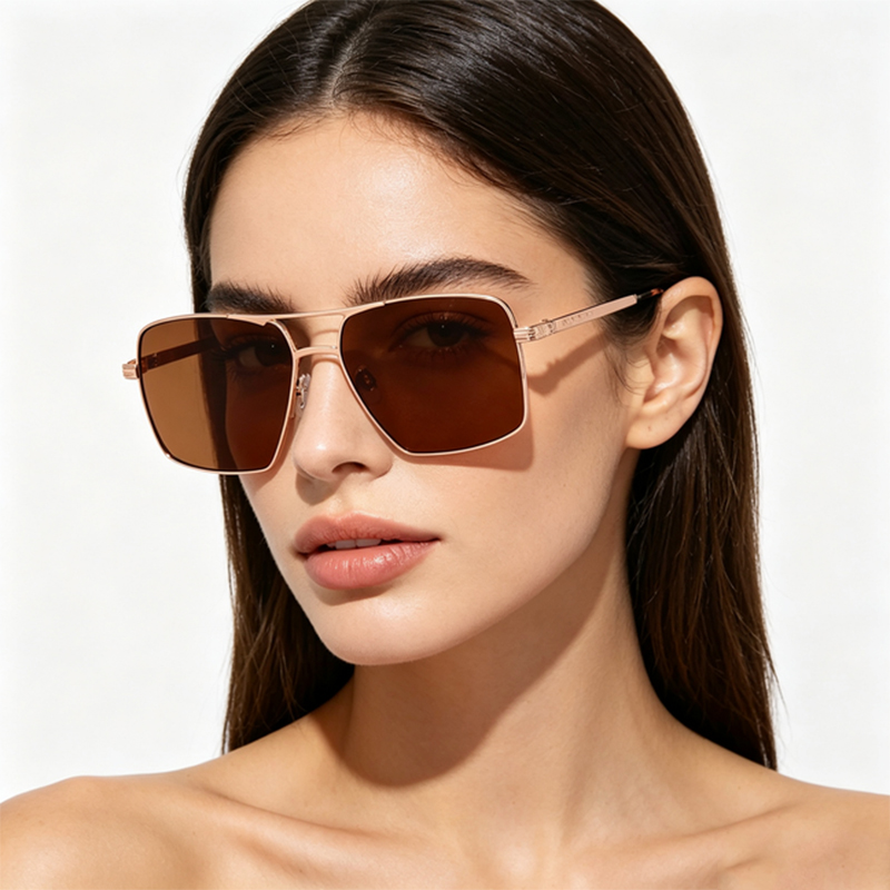 Lunettes de soleil polarisées carrées simples et tendance pour hommes et femmes, classiques, pour la conduite automobile, la pêche, lunettes de soleil en métal pour hommes et femmes