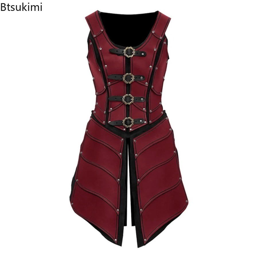 Gilet gothique Vintage en cuir Viking de la Renaissance médiévale, armure elfe Archer chevalier guerrier, Costume de Cosplay rétro, tenue d'halloween