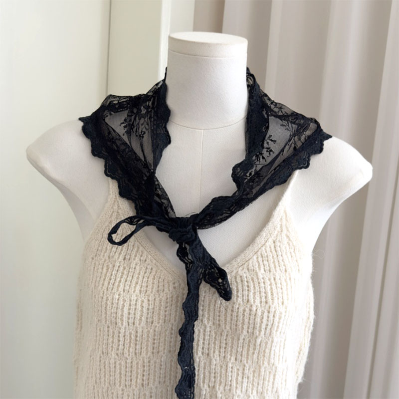 Foulard triangulaire en dentelle pour femme, accessoire de cheveux simple avec rose, style rétro campagnard français, bandeau pour cheveux
