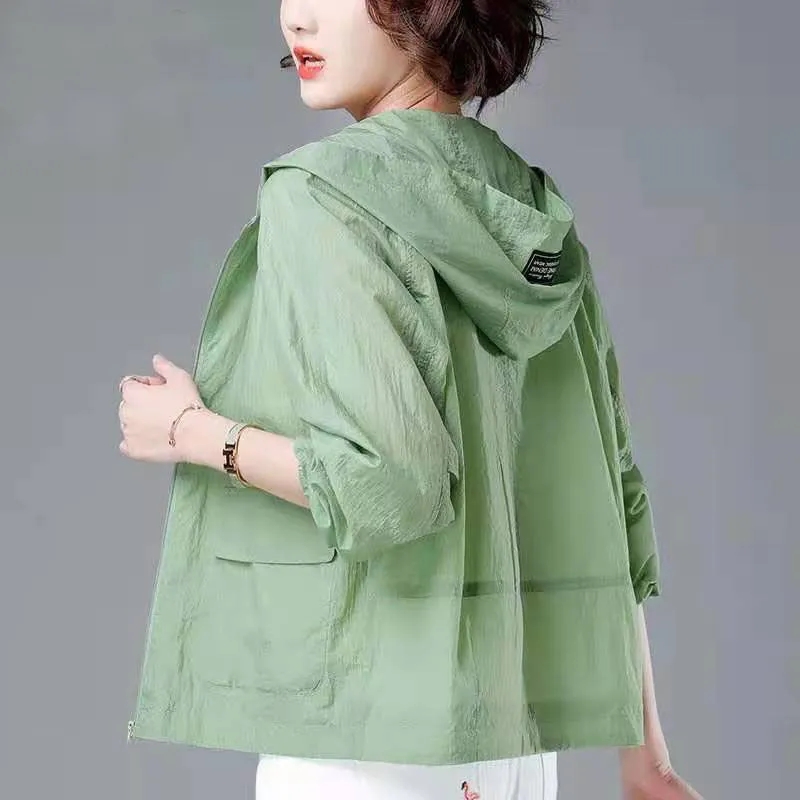 Trench-Coat court léger pour femmes, ample et respirant, vêtements de Protection solaire, grande taille, confortable, vêtements d'extérieur pour l'été et l'automne