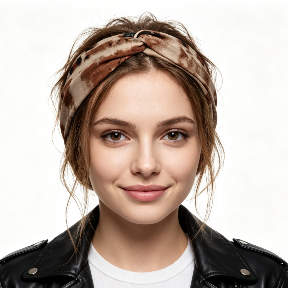Bandeau noué à imprimé feuille style peinture à l'huile rétro, bandeau large turban tendance pour femmes, décorations capillaires vintage élégantes pour filles