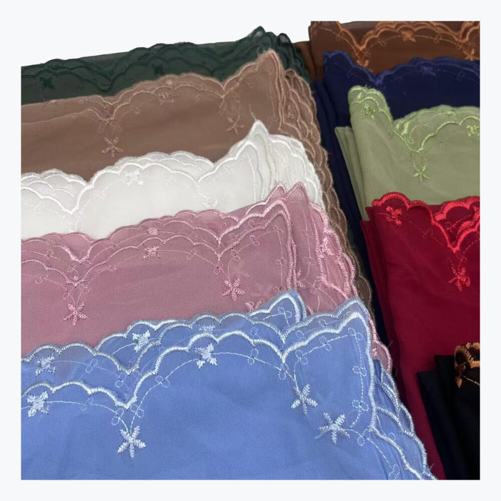 Châle en organza brodé de dentelle, foulard élégant et léger pour femme, accessoires de mode polyvalents pour tous les jours