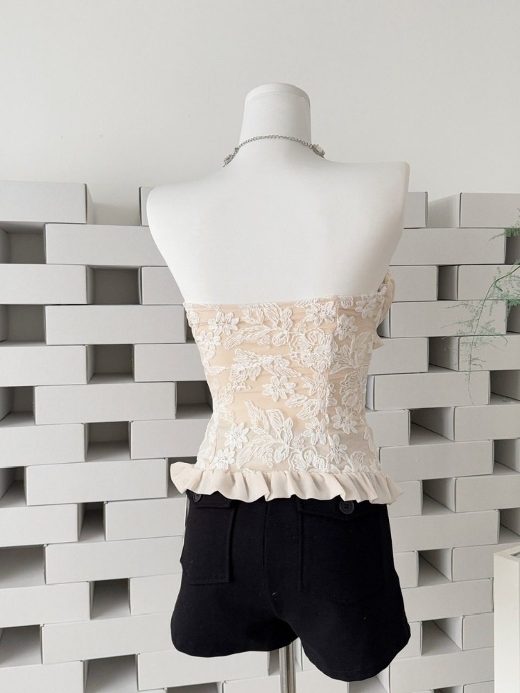 Nouvelle Camisole Femme en Dentelle Style Français, Débardeur Été Y2K Harajuku Tendance, Coupe Slim avec Nœud et Volants, Sans Manches