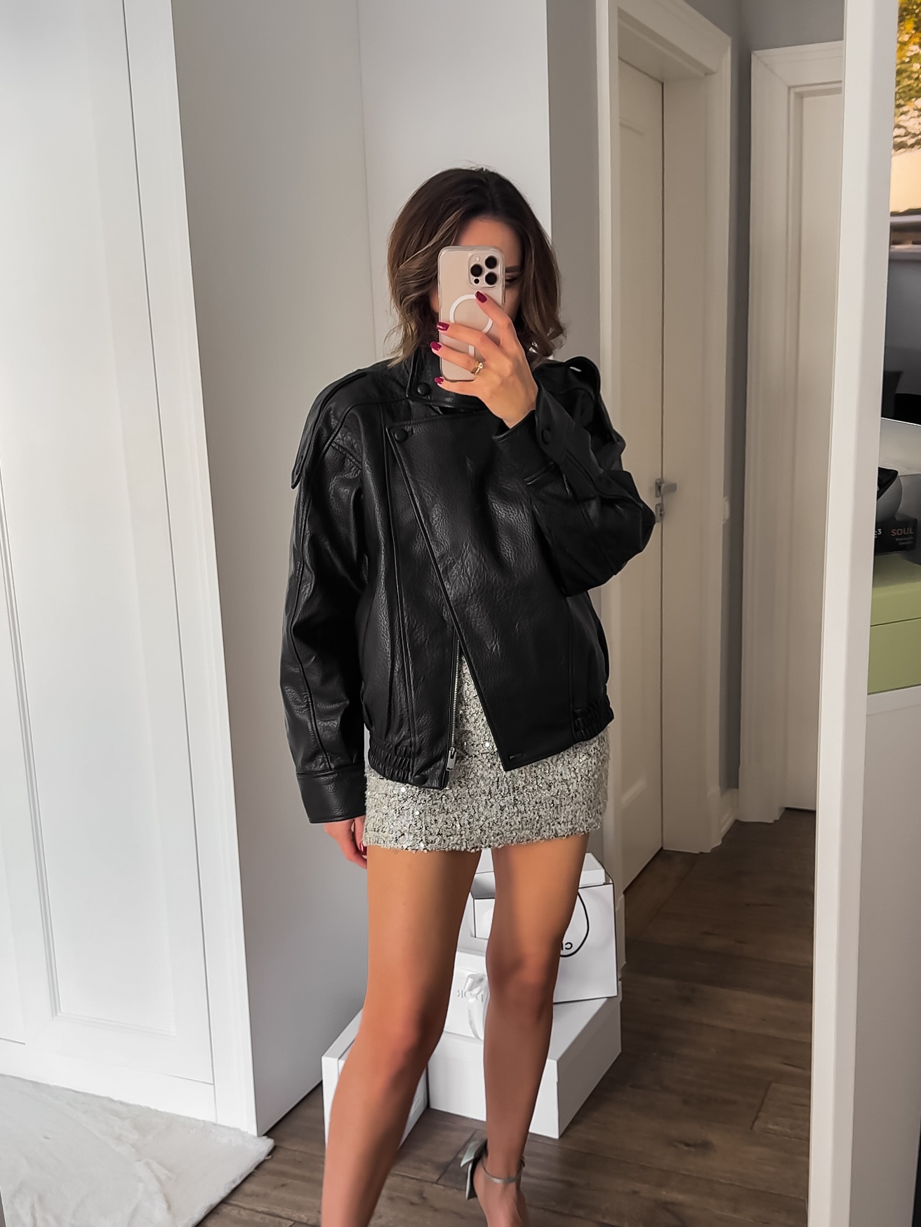 BSAY veste en simili cuir vêtements pour femmes automne hiver nouveau ample à manches longues poche zippée PU manteaux courts rue chic dames hauts
