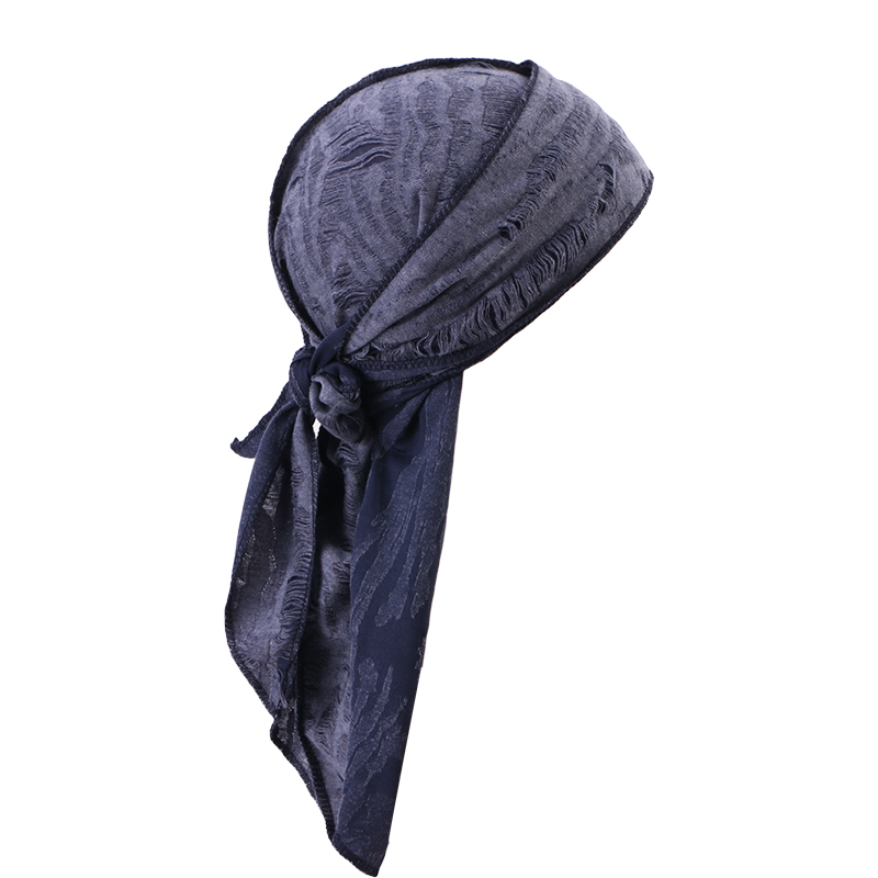 Durag longue queue coton ruban Pirate chapeau écharpe rétro trou cassé Durag chimio casquettes Turban bandeau pour cheveux Bandanas bandeau