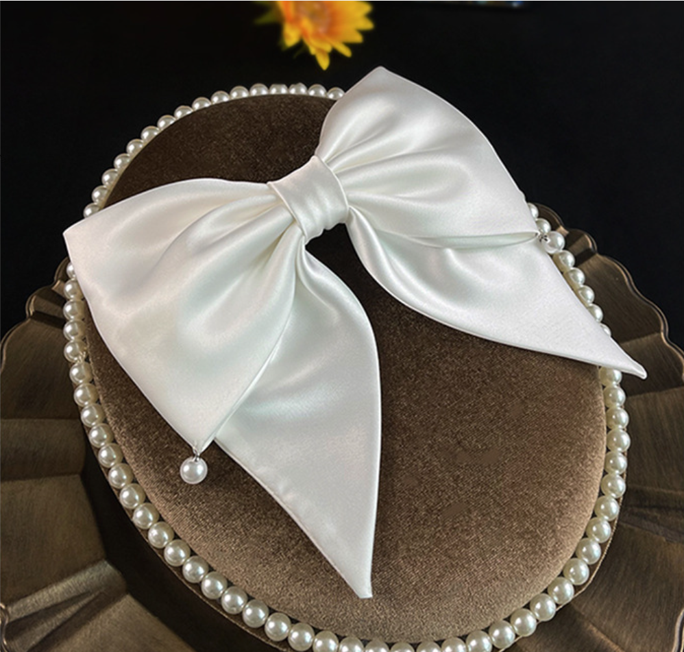 Pinces à cheveux nœud papillon en satin pour femmes, grand nœud perlé, barrettes, épingles à cheveux, accessoires pour cheveux, fête, Rh, mariage, coiffure