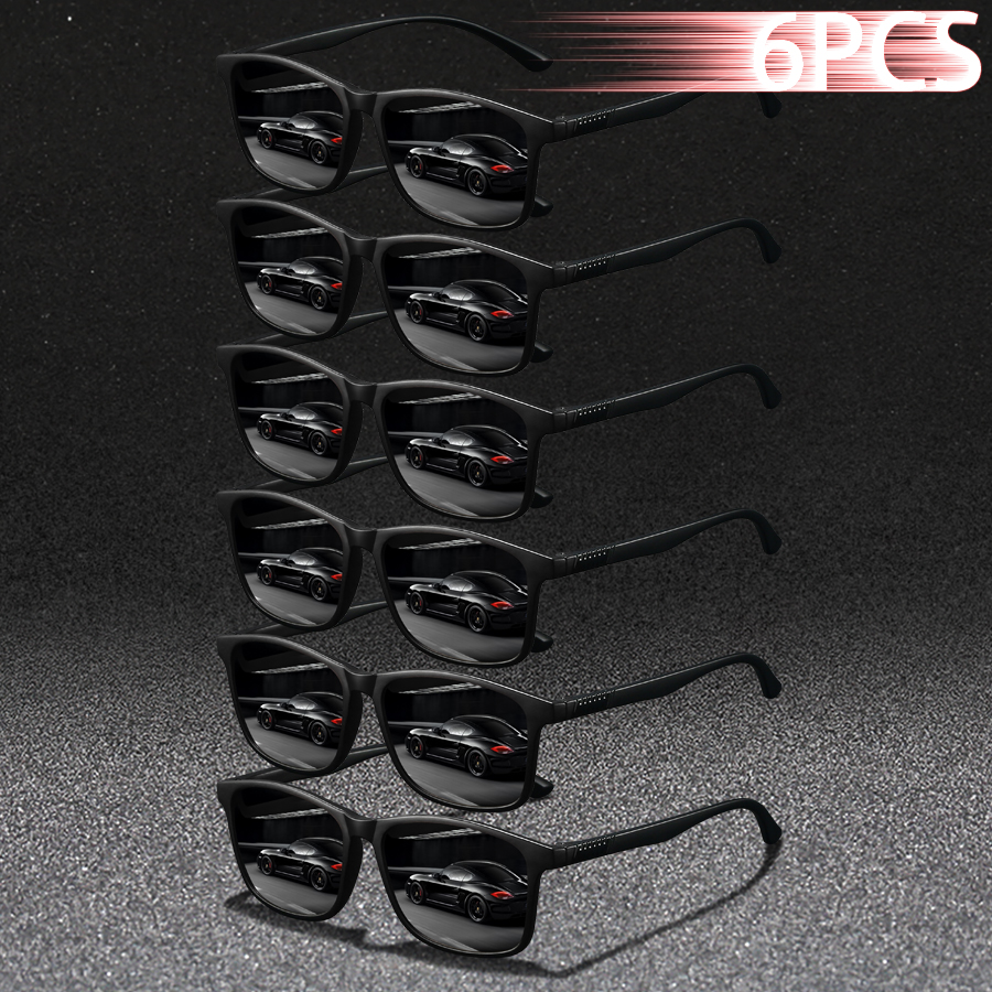 Lot de 6 Lunettes de Soleil Carrées Vintage de Marque pour Homme et Femme – Idéales pour la Conduite, la Pêche et les Loisirs en Extérieur