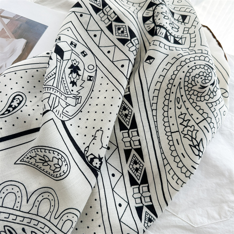 Écharpe en laine et soie mélangée pour femme, grands châles chauds de luxe, Bandanas, étole de 135cm, accessoires de noël, haute qualité, hiver