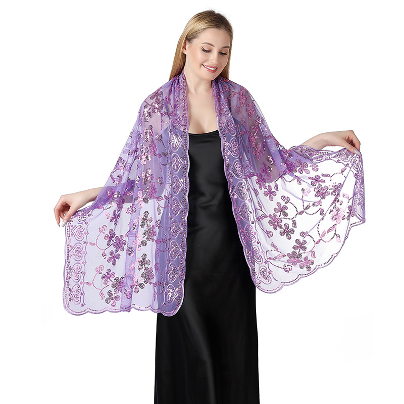 Femmes élégantes broderie florale paillettes châles pour robes de soirée châle mariée mariage Cape femme enveloppes épaule écharpe