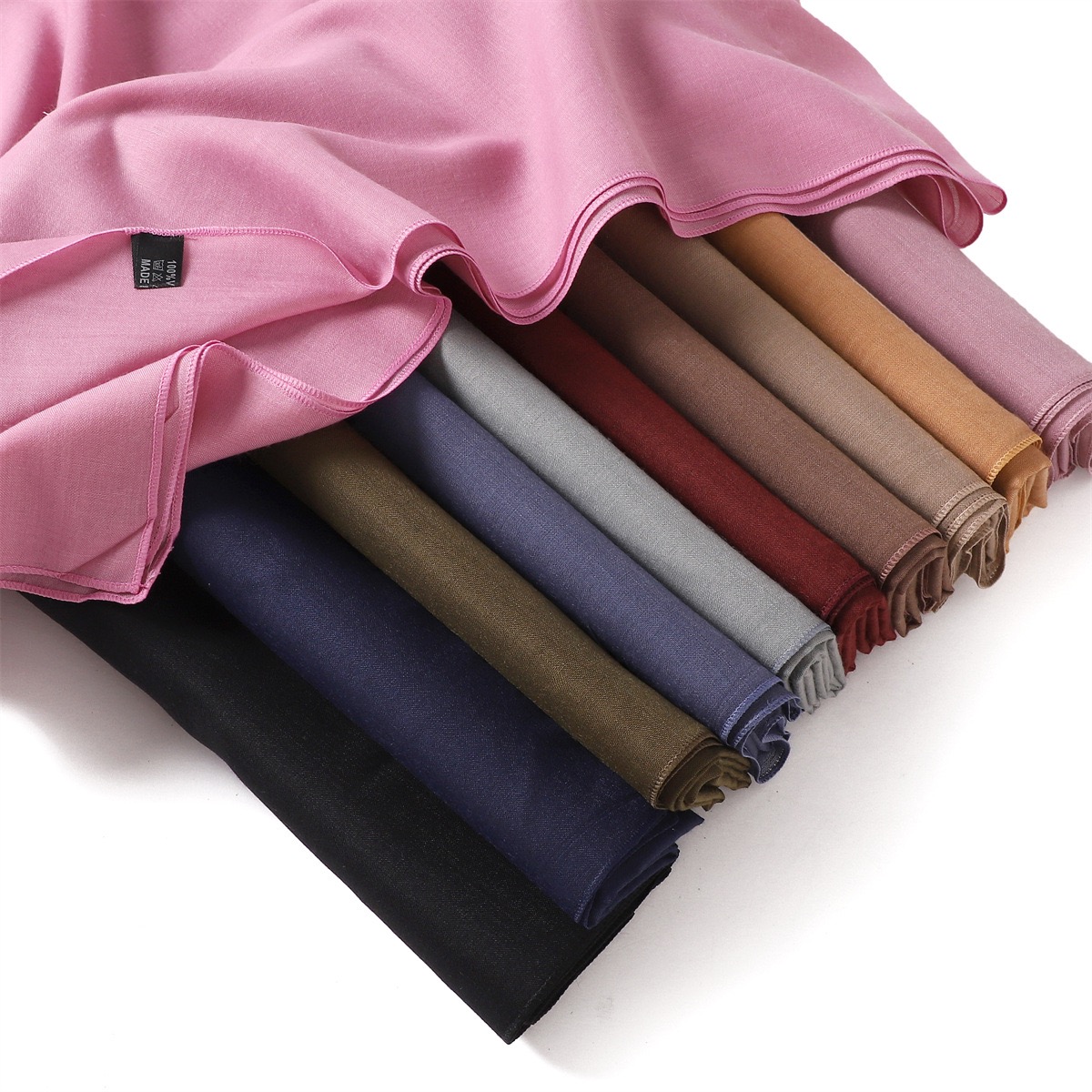 Foulard carré 110x110cm-100% Viscose, Style basique, châle polyvalent pour femmes, chaleur, couleur unie, Hijab musulman approprié
