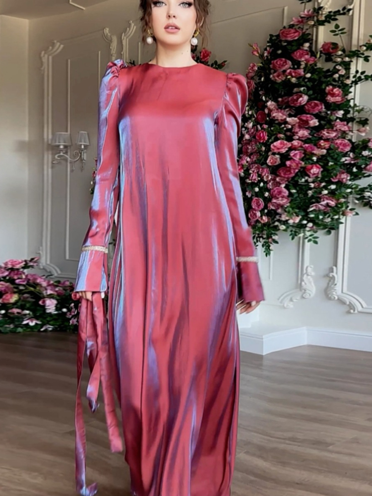 Robe longue à lacets pour femmes musulmanes, Abaya, Maroc, Robe de soirée, Ramadan, Kaftan, Islam, Robe éducative, Robe large, Robe soyeuse, Eid Dubai, 2024