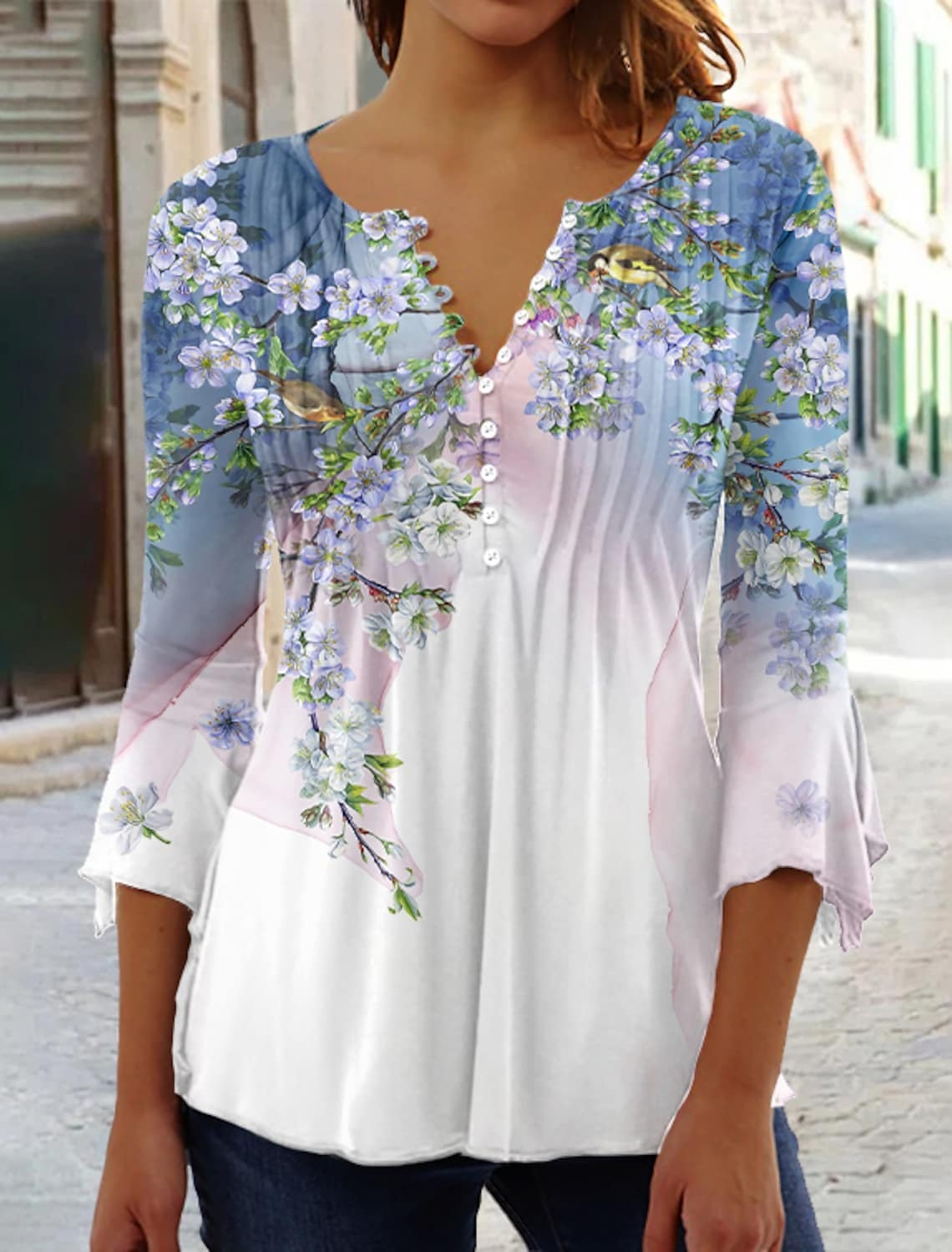 Chemise femme élégante décontracté mode tempérament Blouse chemise imprimée femme haut de rue