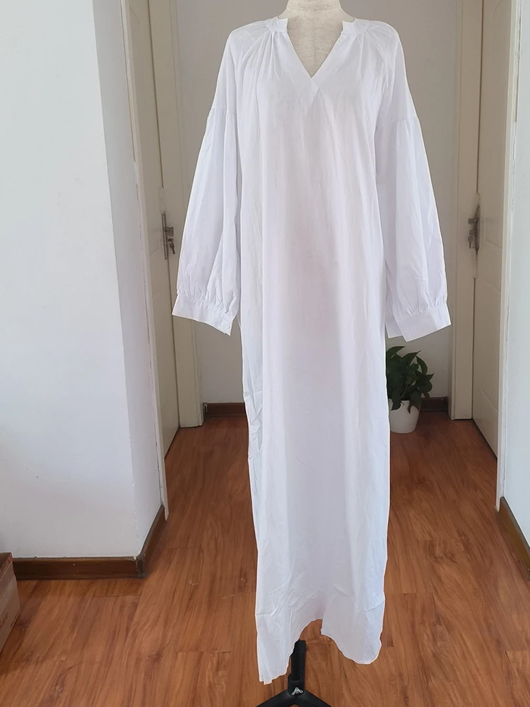 Robe longue en coton à manches bouffantes pour femmes musulmanes, robe éducative, élégante, modeste, marocaine, islamique, Turquie, Dubaï, Eid Jubah, été