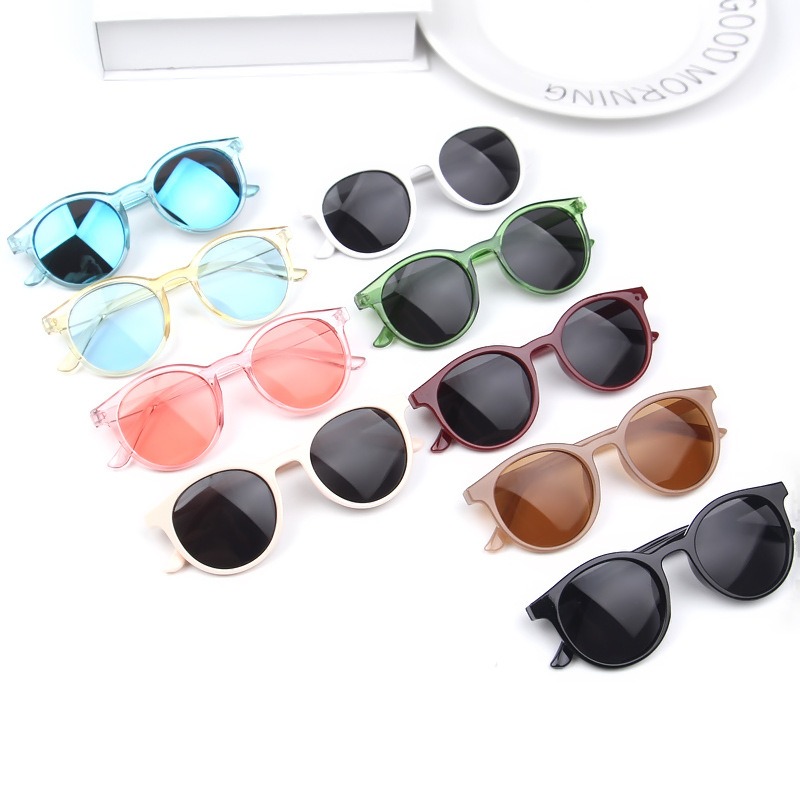 Lunettes de soleil simples pour enfants, monture ronde tendance, monture transparente, lunettes de soleil à la mode et personnalisées, résistantes aux UV