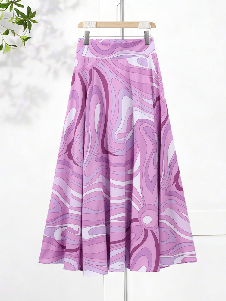 Ensemble chemise et jupe imprimée ample pour femme, haut à manches longues irrégulier, tenue de plage, mode été 2026, jupe longue, ensembles féminins