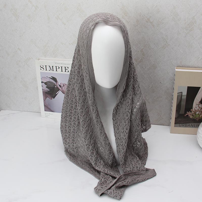 Écharpe triangulaire en lin tricoté pour femme, hijab, couvre-chef, châle, bonnet, foulard triangulaire tricoté, couvre-tête, couvre-cheveux
