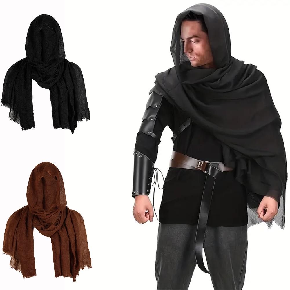Vintage hommes médiéval Pirate rétro capuche écharpe enveloppement cape épaule capot Renaissance écharpe médiévale Halloween Cosplay Costume