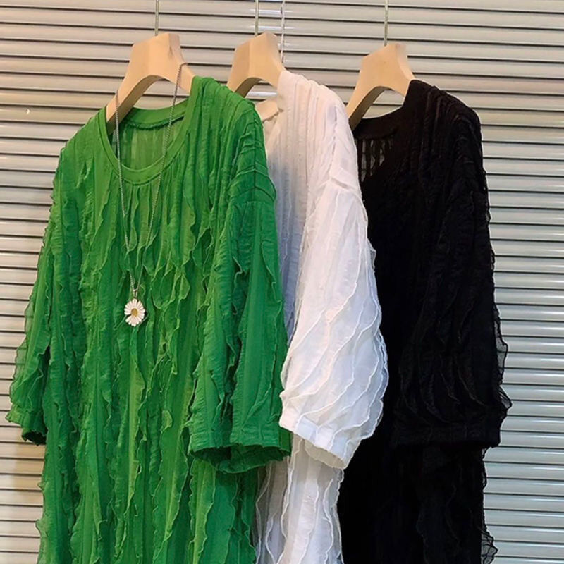 Haut ample Simple pour femmes, grande taille, nouveau Style d'été, grosse fille, semble mince, cache la chair, à la mode, rajeunissant