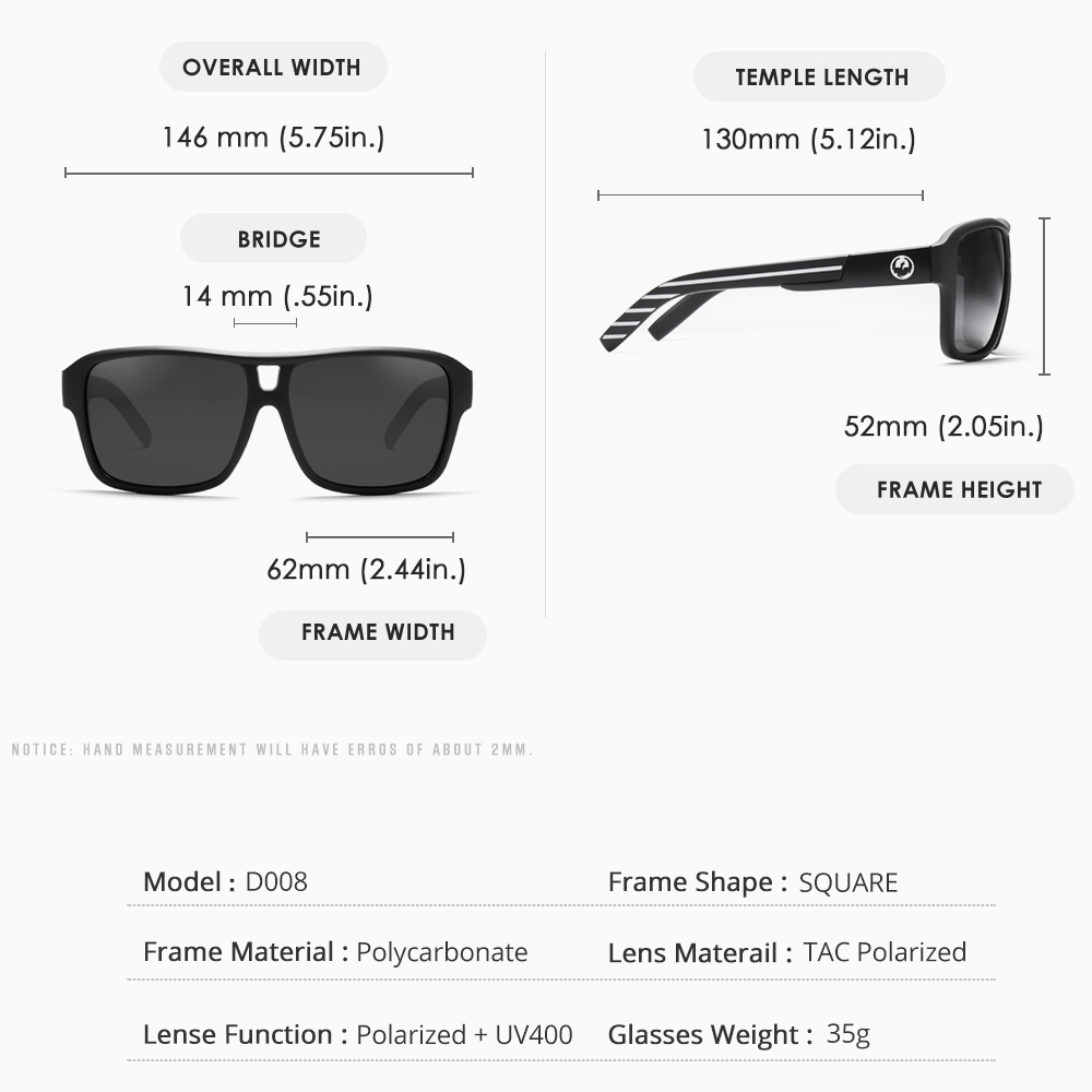 Lunettes de soleil polarisées hommes femmes carré conçu mâle noir sport lunettes de soleil gafas de sol hombre Polarisation