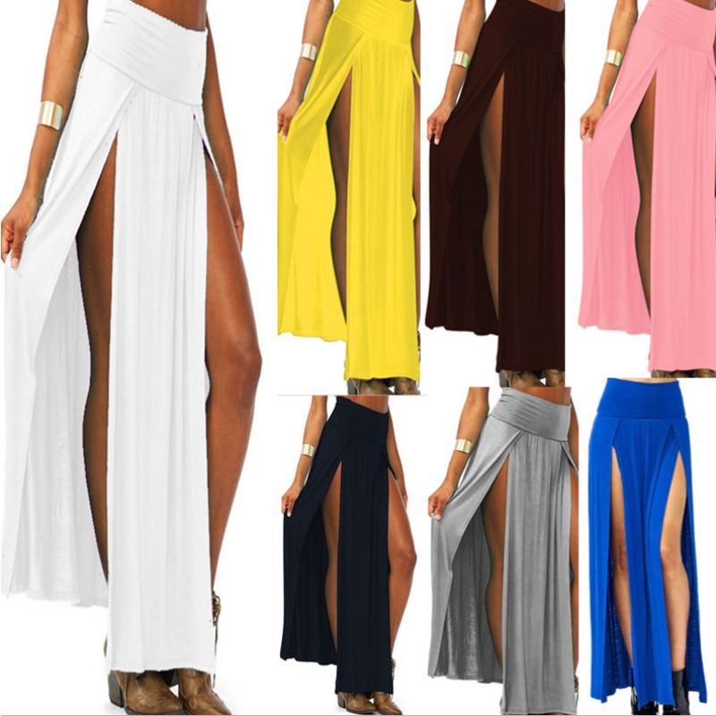 Jupe longue à taille haute sexy et tendance pour femme, jupe longue à ouverture frontale pour femme, jupe longue jusqu'au sol, robe de soirée