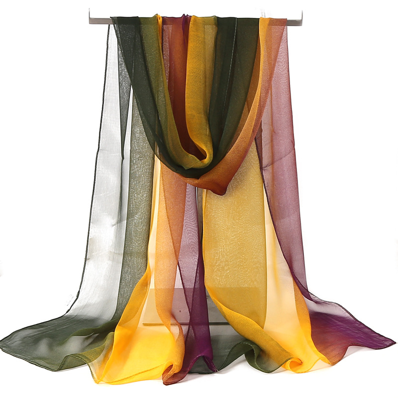 Foulard en mousseline de soie Georgette pour femme, Foulard solide, couleur dégradée, Long châle, Bandana d'été élégant, Hijab, 50x160cm, nouvelle mode