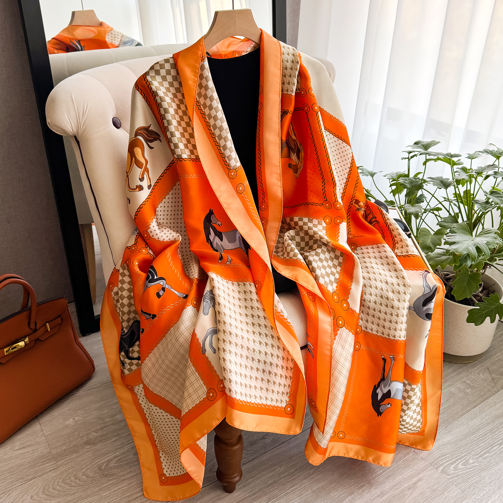Écharpe en soie pour femme 180x90cm, châle long luxueux, doux et lisse, turban, accessoire de mode pour la plage et la protection solaire en extérieur