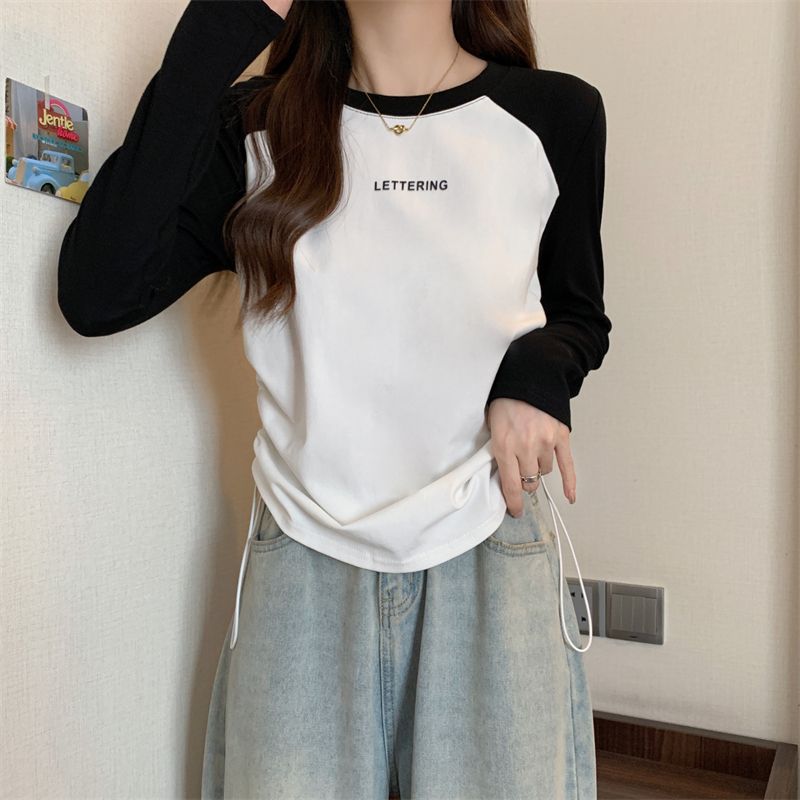 Vêtements pour femmes de grande taille, t-shirt à manches longues, ample et fin, décontracté, polyvalent, avec cordon de serrage, nouvelle collection printemps et automne