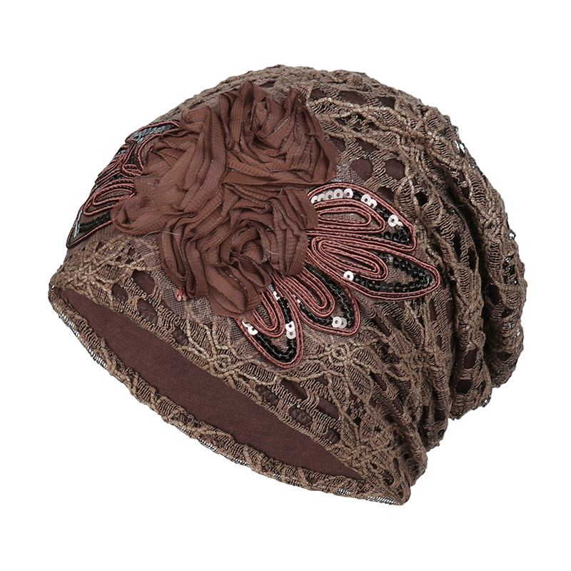 Femmes élégantes paillettes dentelle Turban casquette fleurs musulman chapeaux chapeau femme bandeau dames foulard Bonnet Turbante Mejur