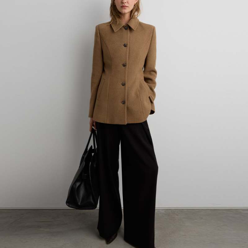 Élégant châle rétro en laine, manteau polyvalent pour femme, vêtement d'extérieur français, style classique, tenue de ville pour femme