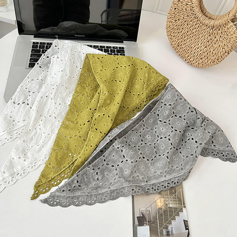 Écharpe rétro en dentelle, écharpe triangulaire à fleurs douces pour femmes, bandes de cheveux, mode fille, foulard doux, Style artistique, Photo de voyage