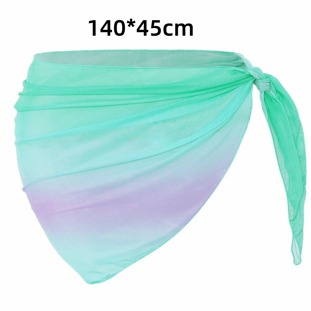 Robe de plage en mousseline de soie avec protection UPF, tissu transparent, cache-maillot de bain court, couleur dégradée