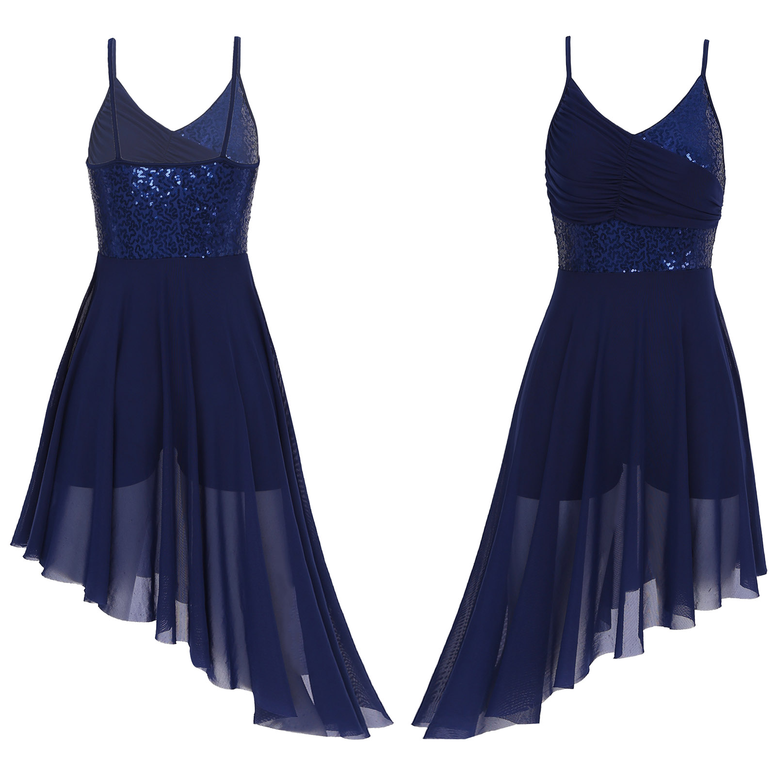 Robe de brevLatine en Fibre Lyrique pour Femme, Justaucorps de Ballet, Tenue à Paillettes Kly, Ourlet, Costume de Scène