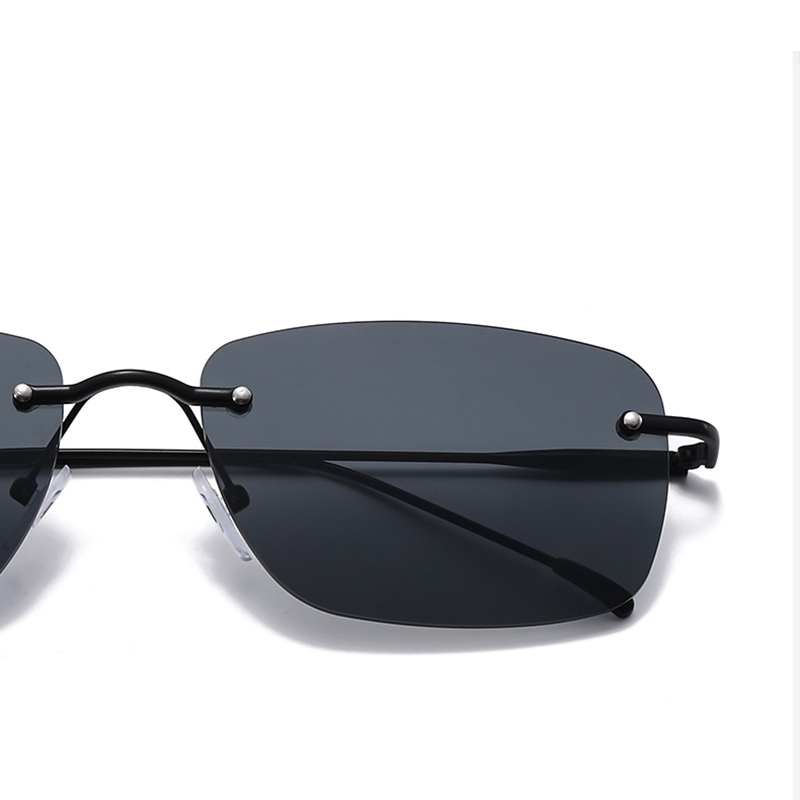 Lunettes de soleil carrées pour femmes et hommes, monture en métal, lunettes de soleil rectangulaires, lunettes ovales pour femmes, lunettes de soleil sans monture, lunettes pour hommes et femmes