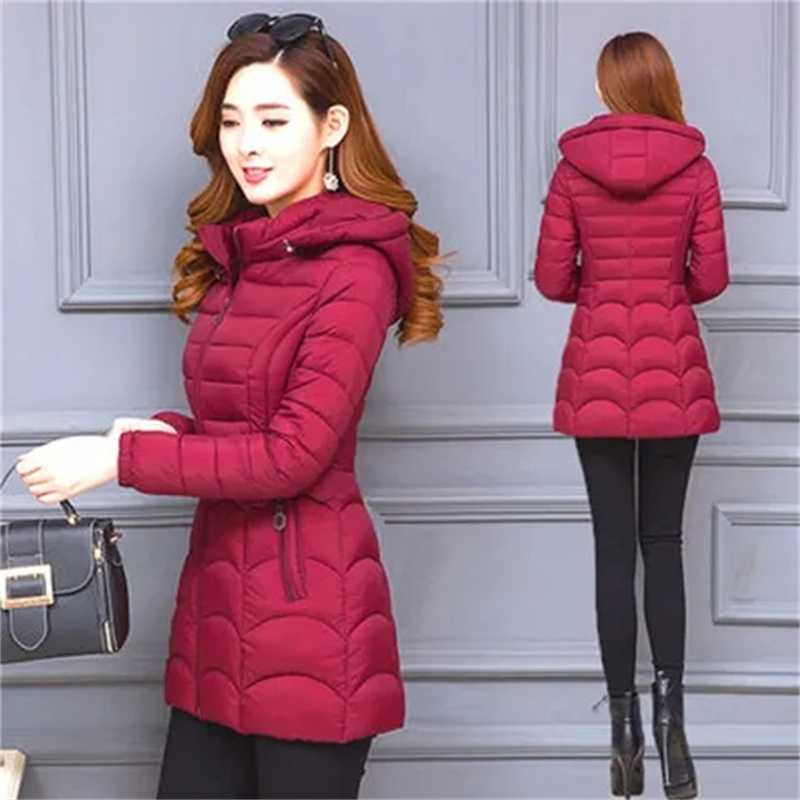 Manteau d'hiver pour femmes 2026, mode, mère d'âge moyen, veste en coton mince à capuche, taille plus, décontracté, uni, chaud, épais, vêtements d'extérieur, parka