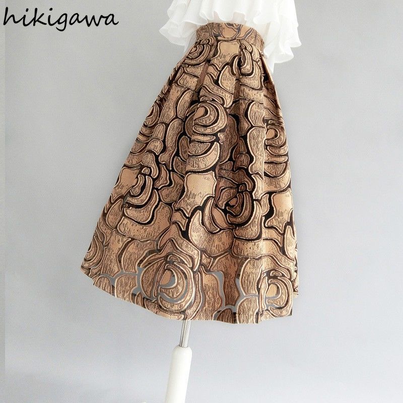 Jupes Jacquard coréennes pour femmes, Jupe Midel coréenne, taille haute, Slim, Y2K, Vintage, ligne a, mode élégante, 2025