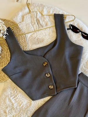 Ensemble de costume pour femme minimaliste et tendance, pantalon élégant et confortable en tissu ajusté