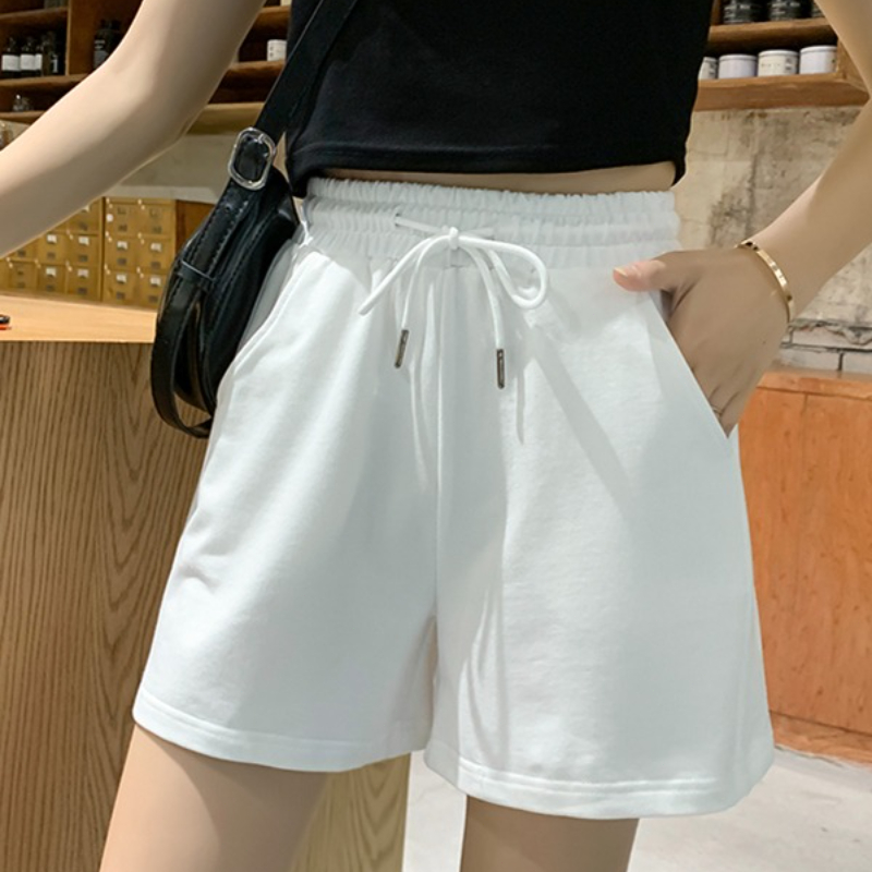 Short blanc d'été pour femmes, vêtements d'extérieur amples, tendance, pur coton, pantalons chauds de sport décontractés, 2025