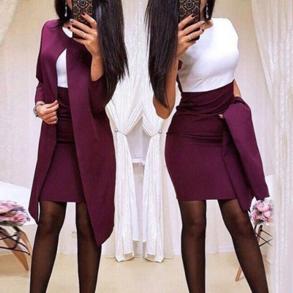 Costumes de jupe pour femmes, pantalons de travail, uniforme d'affaires OL, costumes formels 2 pièces, jupe crayon Slim pour dames de bureau