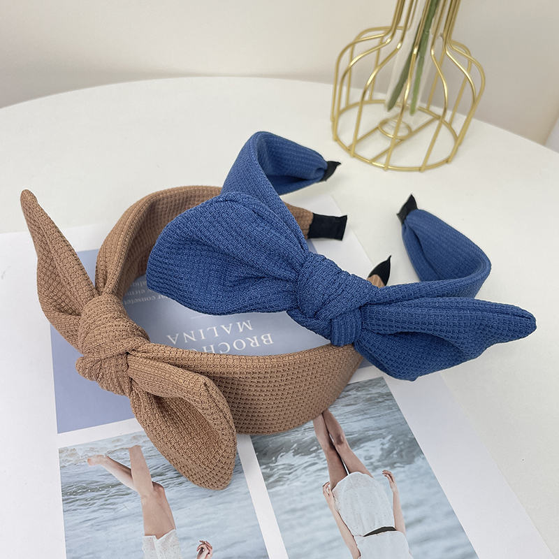 Bandeau tricoté pour femmes, Turban à gros nœud, couvre-chef de couleur unie, accessoires pour cheveux de printemps, nouvelle mode