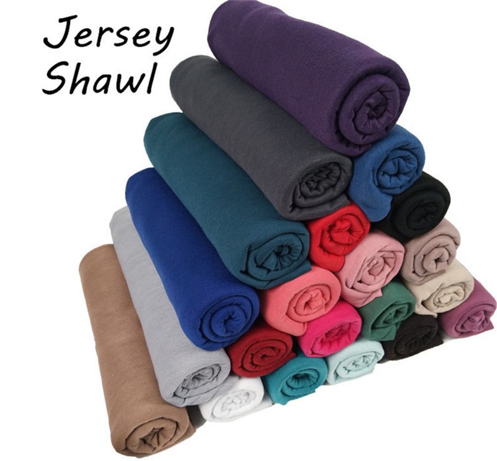 20 couleurs plaine Jersey Hijab casquettes écharpe coton Polyester enveloppement élasticité châles Foulard Long doux musulman bandeau Snood 170*60Cm