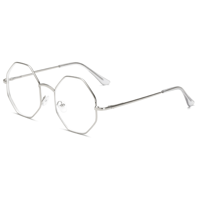 Lunettes plates à monture métallique pour femmes, verres ronds et transparents