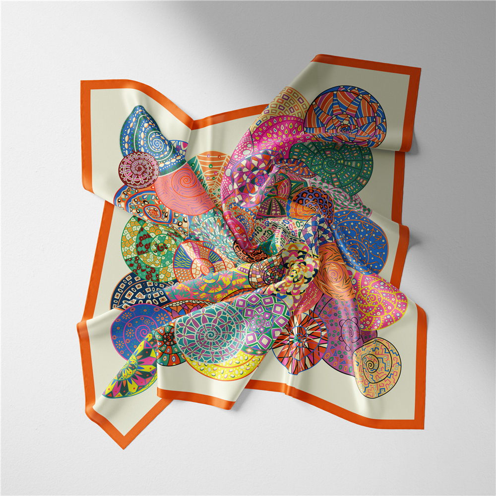 Foulard carré imprimé escargot pour femme, bandana, bande de sauna, hijab, foulard de la présidence pour dames, design de luxe, marque de mode, 53cm, 2024