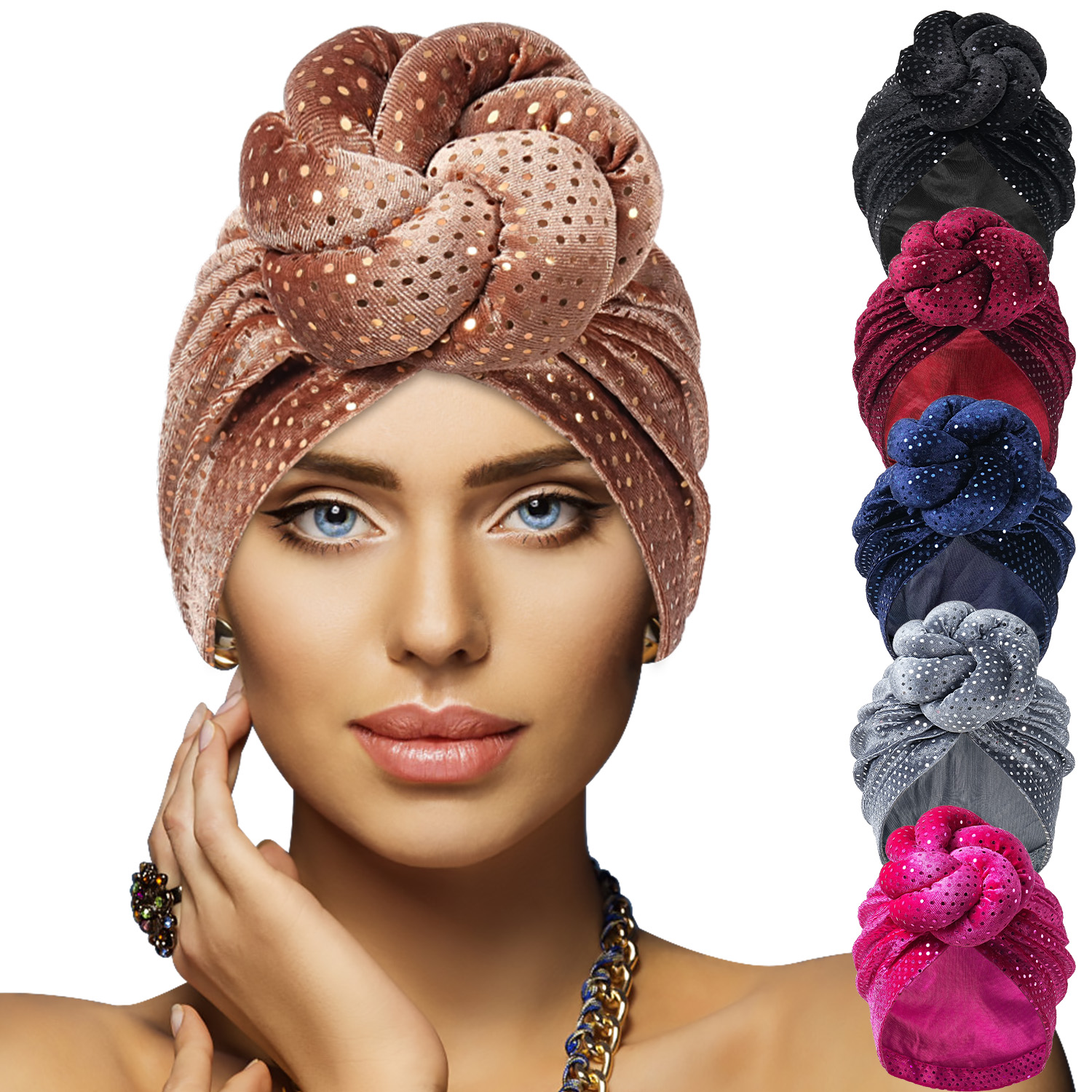 Bonnet pour femme, Turban, Foulard, Chapeau croisé, plissé, exquis, décontracté, confortable, tendance, polyvalent, chaud, avec bordure en dentelle froissée