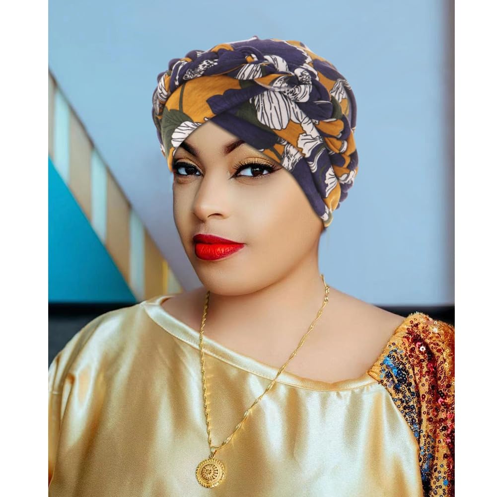 Femmes africaines Turban casquettes imprimer torsion tresse bandeau pré-attaché chimio Cancer Bandana foulard couverture de cheveux chapeaux d'enveloppement