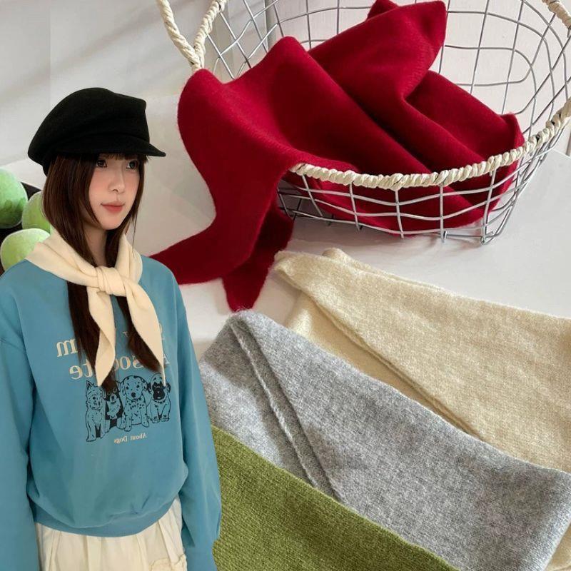 Écharpe triangulaire tricotée en laine de Style coréen pour femme, foulard chaud d'hiver, châle multifonctionnel, enveloppe pour cheveux