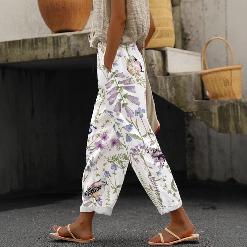 Dames nouveau chaud grande taille imprimé Simple enroulable pantalons décontractés Streetwear femmes pantalons neuf minutes pantalon respirant CoolSummer