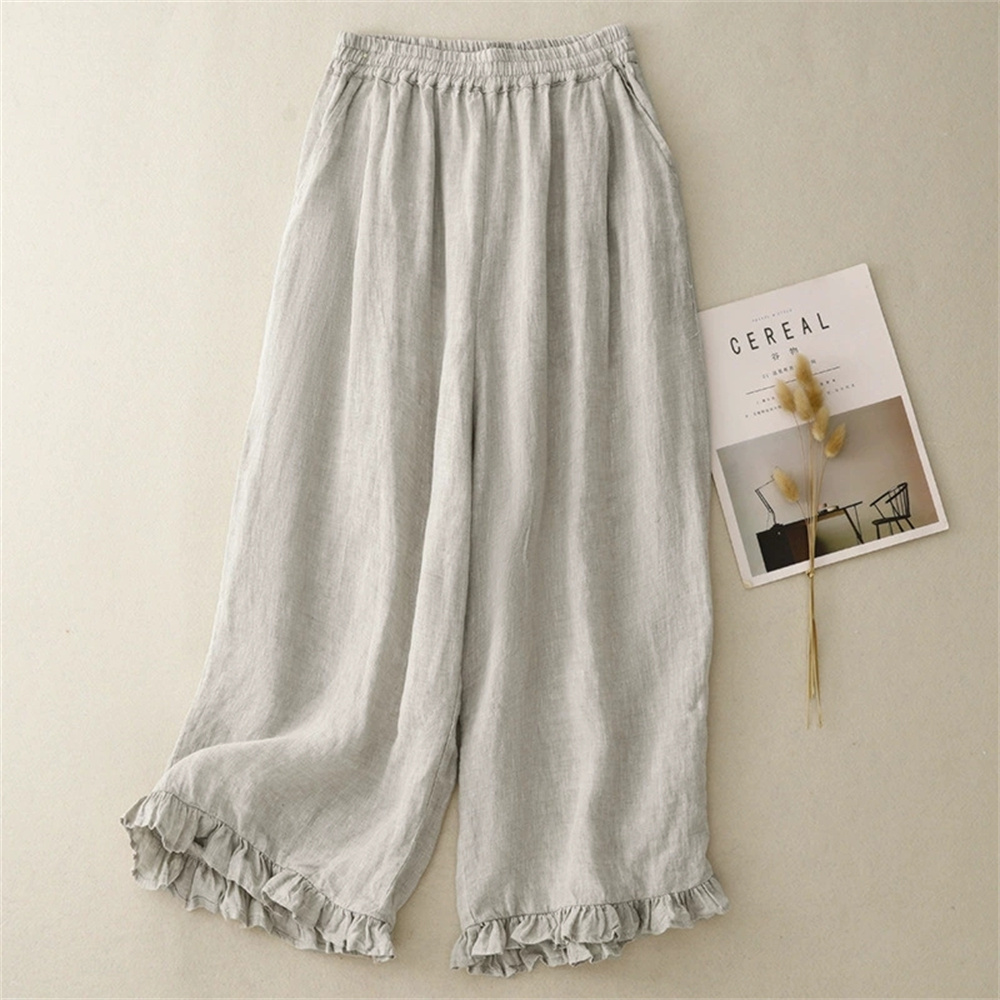 Pantalon coréen en coton et lin pour femme, nouvelle collection été 2026, style japonais, taille haute, coupe large, vêtements pour femme